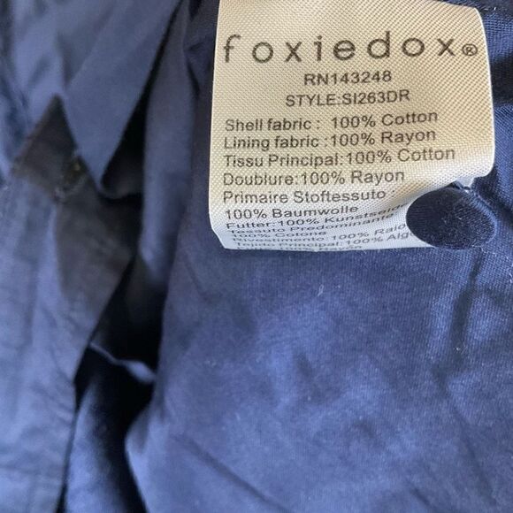 Foxiedox Women’s Size XS Button Up Dress Navy Blue Sleeveless Cotton NWT - Picture 6 of 8